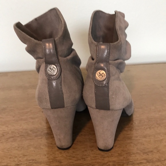 BCBG gray suede stacked heel booties-size 8B/38 - Picture 2 of 7